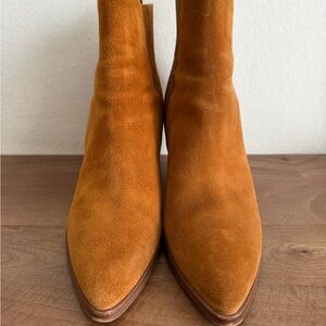 Marc Fisher Suede Ankle Boots in Cognac Brown